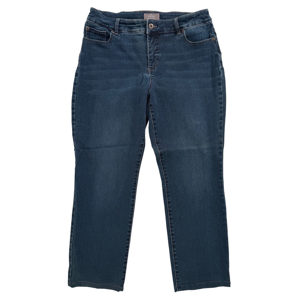 Chicos So Slimming Platinum Jeans Womens 2 Short Dark Wash Straight Leg Denim